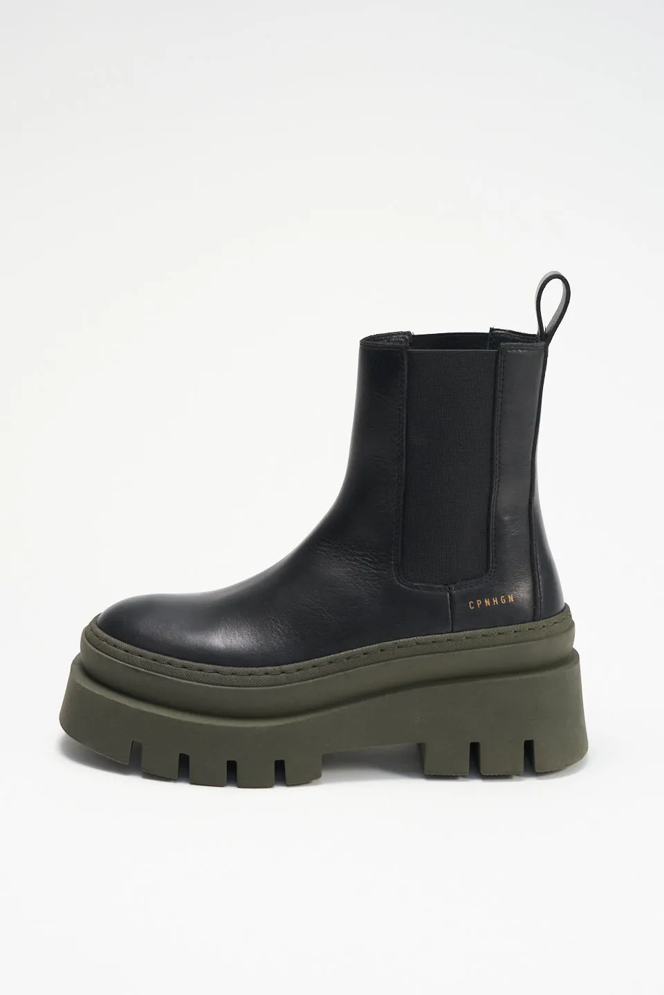 Vitello Black Green Chelsea Boots