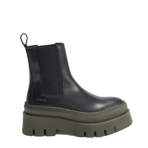 Vitello Black Green Chelsea Boots