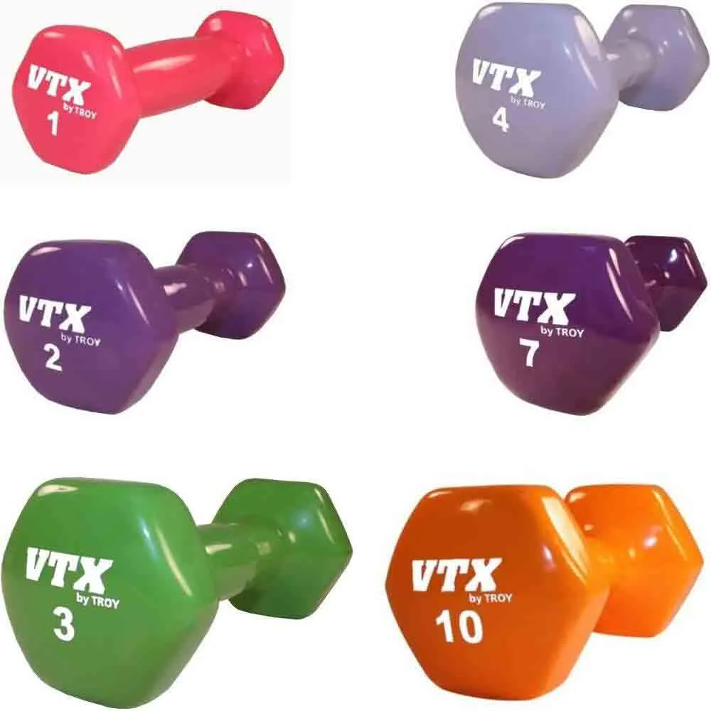 VTX 1 lb to 10 lb Vinyl Aerobic Dumbbell Set & Rack