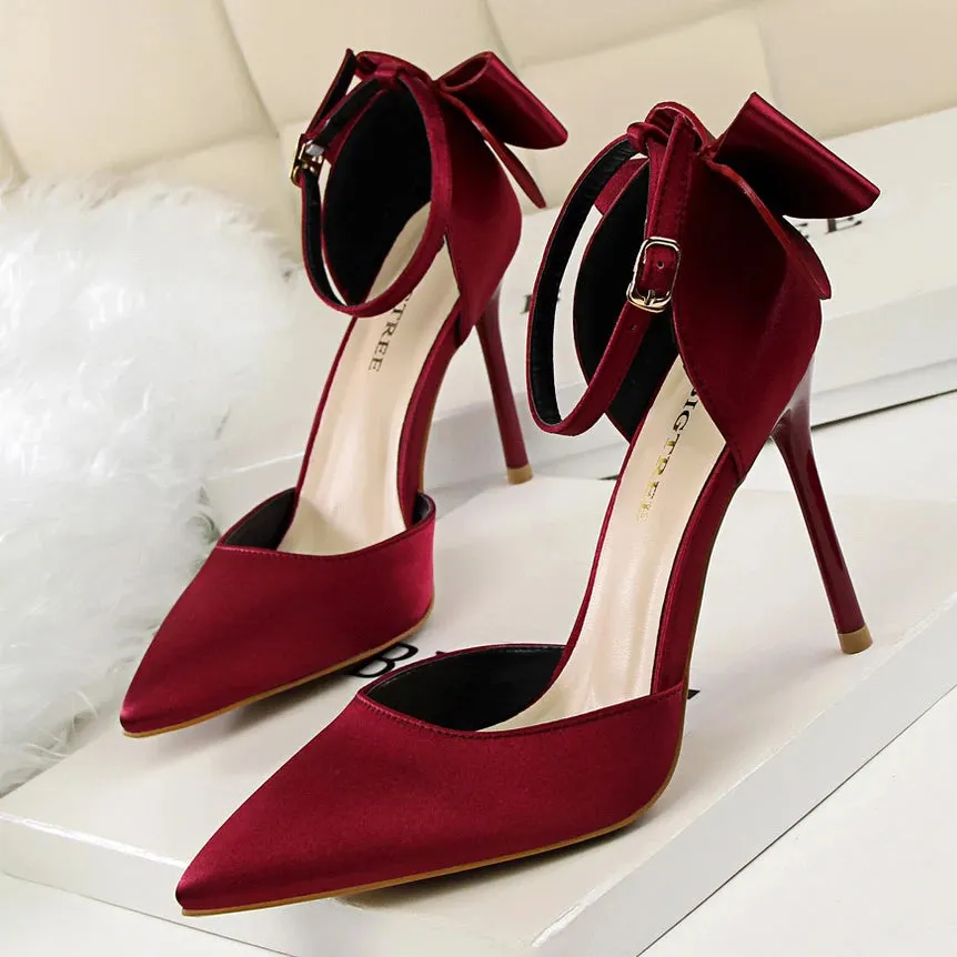 Women Pumps 10CM High Heels For Women Wedding Party Shoes Woman Heels Bow-knot Pumps Shoes Summer Heels Sandals Female