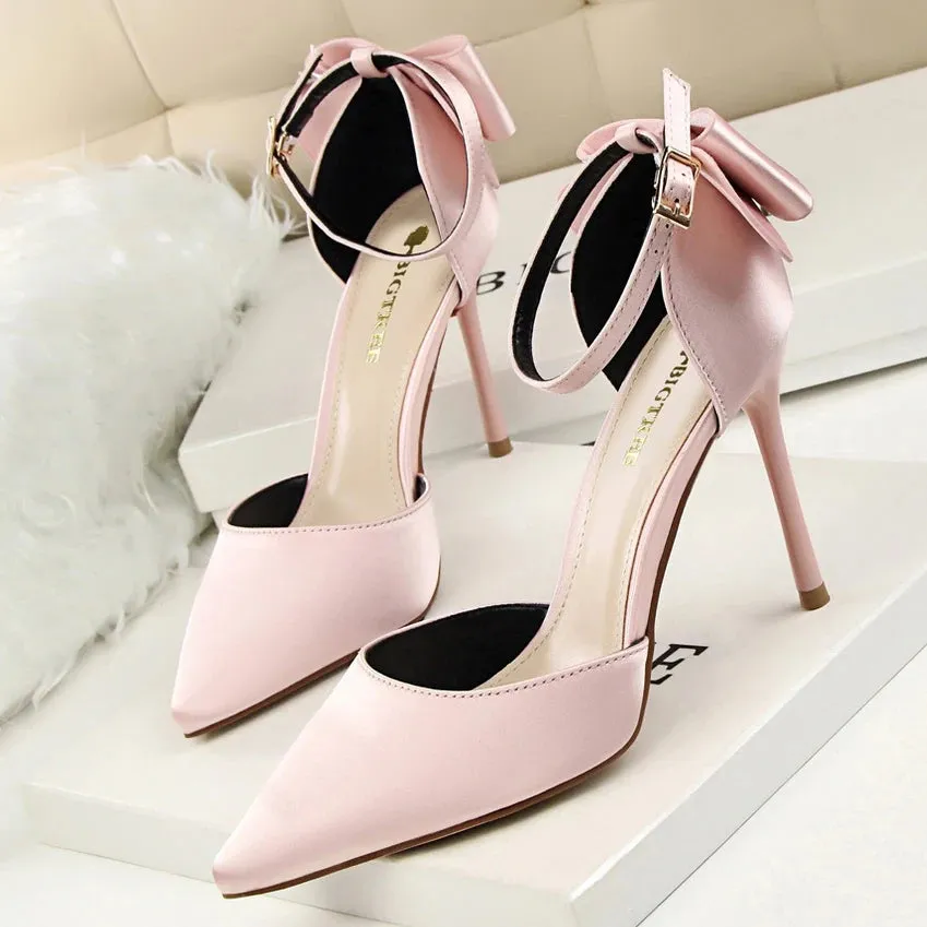 Women Pumps 10CM High Heels For Women Wedding Party Shoes Woman Heels Bow-knot Pumps Shoes Summer Heels Sandals Female