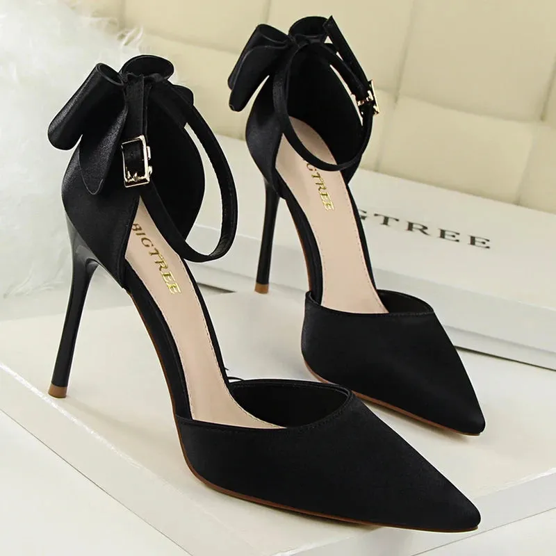 Women Pumps 10CM High Heels For Women Wedding Party Shoes Woman Heels Bow-knot Pumps Shoes Summer Heels Sandals Female