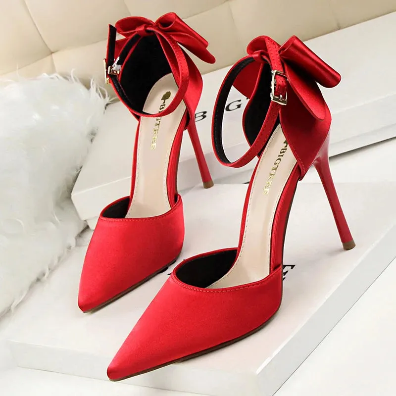 Women Pumps 10CM High Heels For Women Wedding Party Shoes Woman Heels Bow-knot Pumps Shoes Summer Heels Sandals Female