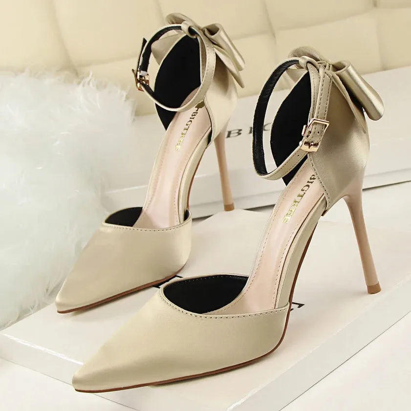 Women Pumps 10CM High Heels For Women Wedding Party Shoes Woman Heels Bow-knot Pumps Shoes Summer Heels Sandals Female