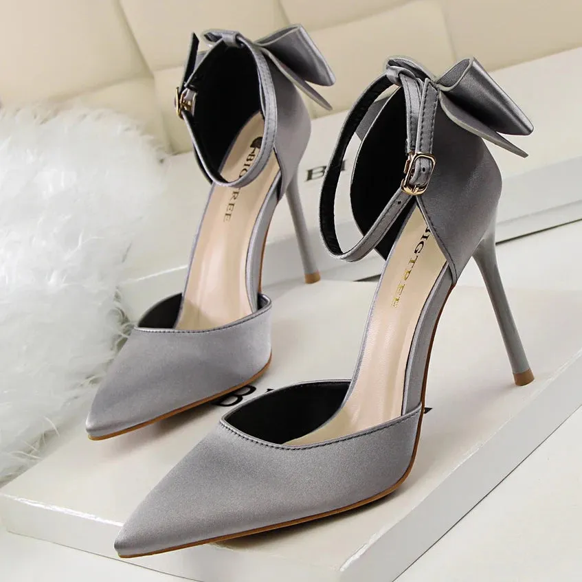 Women Pumps 10CM High Heels For Women Wedding Party Shoes Woman Heels Bow-knot Pumps Shoes Summer Heels Sandals Female