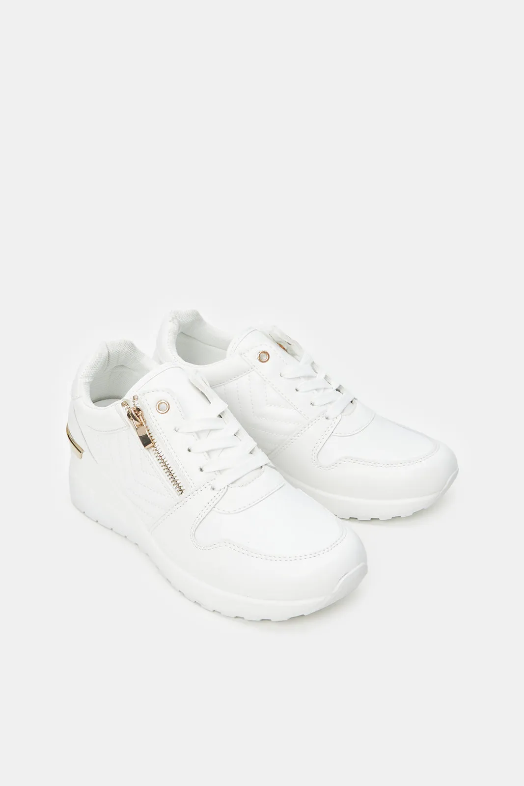 Women White Wedge Sneakers