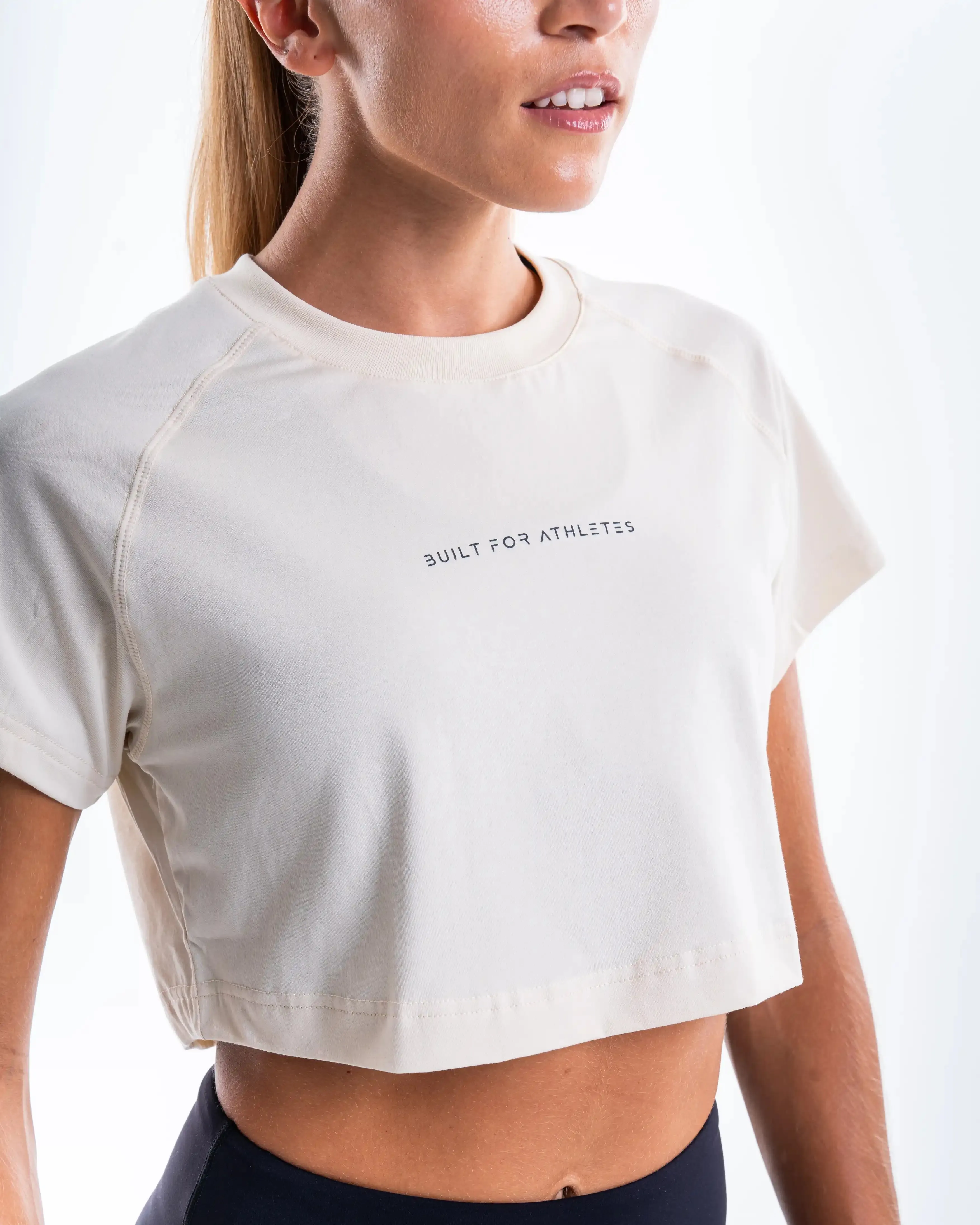 Women's Ecru Crop Training T-shirt