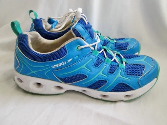 Womens SPEEDO Comfort Water Shoes Aqua Running Fitness Mesh Sneakers 9 BLUE E00045 GREEN