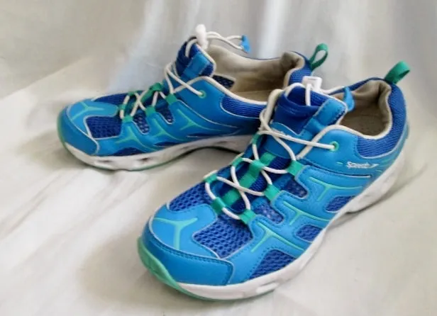 Womens SPEEDO Comfort Water Shoes Aqua Running Fitness Mesh Sneakers 9 BLUE E00045 GREEN