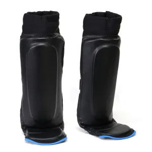 X-Fitness XF1000 Black and Blue Hybrid Kickboxing MMA Shin Guards