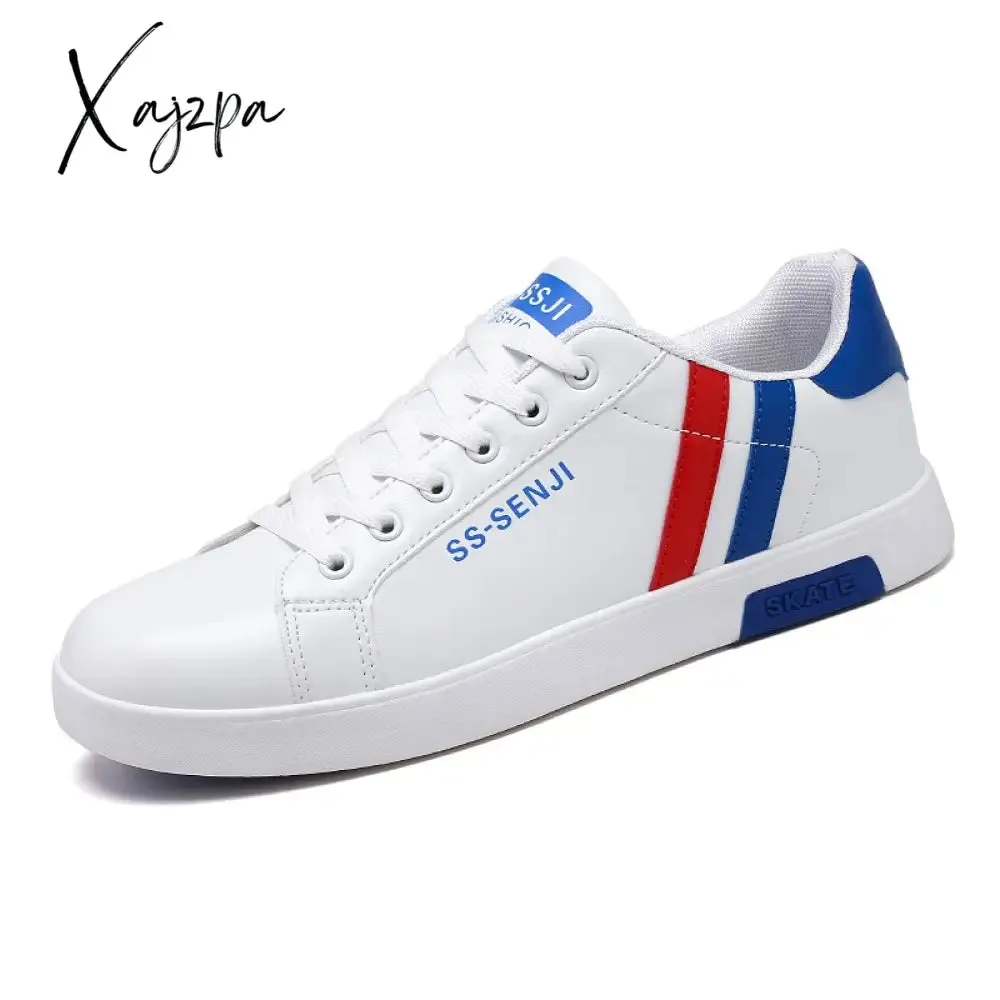 Xajzpa - Men Casual Shoes Lightweight Breathable Men White Shoes Flat Lace-Up Men Skateboarding Sneakers Business Travel Tenis Masculino