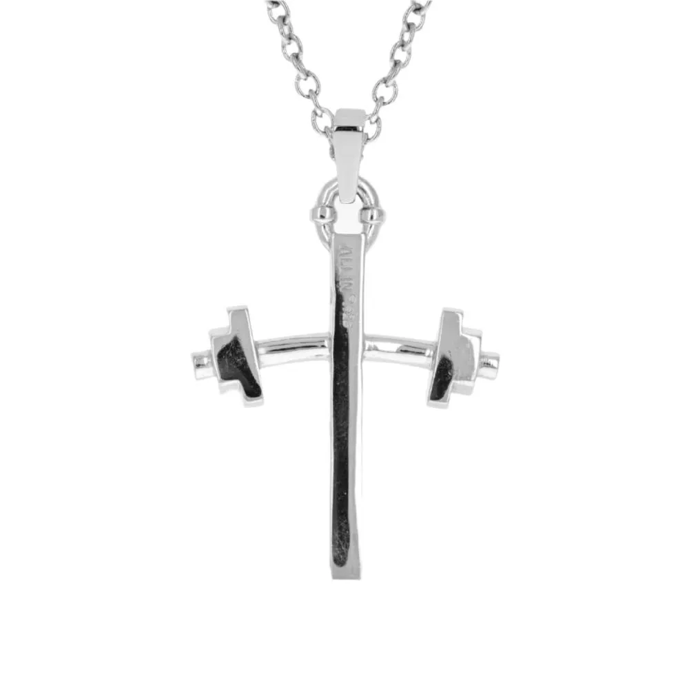 Youth Barbell Cross Necklace | Sterling